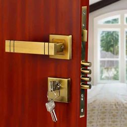 Saze Spacio Stainless Steel Antique Brass Matt Finish 4 Bullet Pin Mortise Door Lock Handle Set with 3 Computer Keys-15