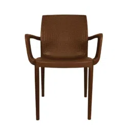 Diya Alpha Brown Solid Back Plastic Chair with Arm-40