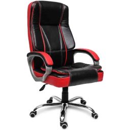 KDF Mart Upholstery Fabric Black &a; Red Medium Back Adjustable Executive Swivel Chair with Back Support, MIS153-41