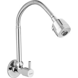 Cloudtail by Prestige Turbo CDT7110 Brass Chrome Finish Silver Wall Mounted Dual Flow Kitchen Sink Tap with Flexible Neck-image-9