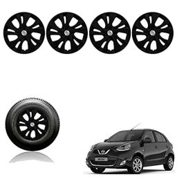 Auto Pearl 4 Pcs 14 inch Plastic Black Press Fitting Wheel Cover Set for Nissan Micra-picture-6