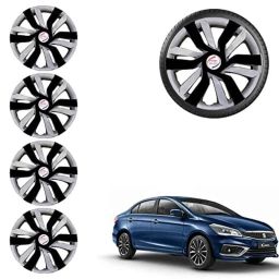 Auto Pearl 4 Pcs 15 inch ABS Black &a; Grey Idtech Reverse Car Hubcap Wheel Cover with Retention Ring Set for Ciaz 2018-picture-20