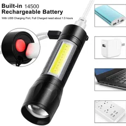 gallaxy Small Sun USB Flash Light LED Torch Built-in USB Charger with 3 Mode Brightness Setting 2 hrs Torch Emergency Light image 4