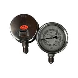 Japsin Instrumentation -1-7Bar Glycerin Filled Compound Gauge with Dual Scale -30 inHg 100 PSI, Connection: 1/4 inch, JI-201-78