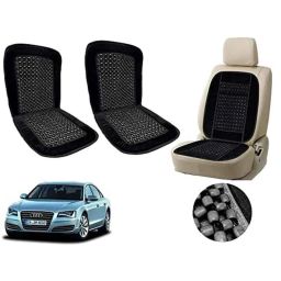 Auto Pearl PU, Velvet &a; Wooden Beads Black Rectangular Seat Cushion for Audi A8 (Pack of 2 )-17