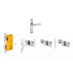 Dorset Cosmo HL CS 8 inch Zinc PT Finish Lock Set with Coin &a; 60mm Knob Cylinder (Pack of 3)-picture-17