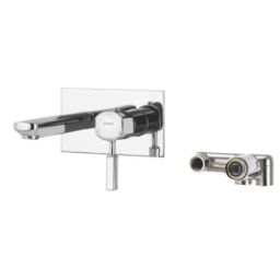 Cera Gayle Brass Chrome Finish Wall Mounted Single Lever Basin Mixer with 2mm Sheet Flange Set Consisting of Exposed &a; Concealed Part, F1014474-picture-31
