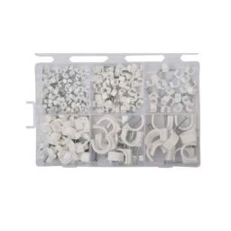 GSK Corporation 250 Pcs White Assorted Circle Cable Clips Set-20