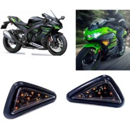 Auto Pearl 2 Pcs 12V Black Bike Side LED Indicator Light Set for Kawasaki Ninja, A29-picture-9