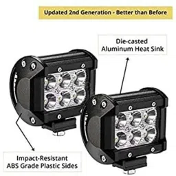 AOW 6 LED Bar Light Universal Bike Car Fog Light, Work Light Aluminum SMD LED Bar Light for Bikes Cars SUV ATV - Fitting Inside, Set of 2 (24W) T-9-15