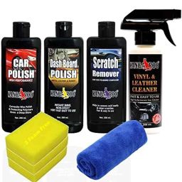 Kangaroo Car Care Kit with 200ml Car Polish, 200ml Dashboard Polish, 200ml Scratch Remover, 200ml Car Interior Cleaner, 3 Pcs Foam Applicator &a; Microfiber Towel-16