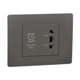 Schneider Electric Miluz Zeta 13A Polycarbonate &a; Polyamide 3 Module Warm Grey Shaver Socket , MZSHVRSO3M_WG-0