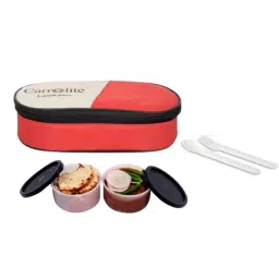 Carrolite 400ml 2-in-1 Red &a; Black Plastic Lunchbox, Black_P-03 (Pack of 3)-12