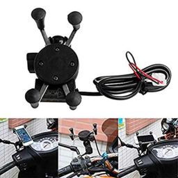 Meenu Arts Bike X-Grip Mobile Phone Holder with USB Charger for Honda Aviator (Mirror Fitting)-image-102