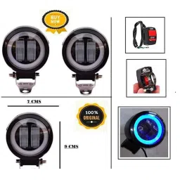 AOW Harley Type Bike Led Fog Lamp Light Assembly White &a; Blue (Set of 2) with Switch for Yamaha SZ-X-0