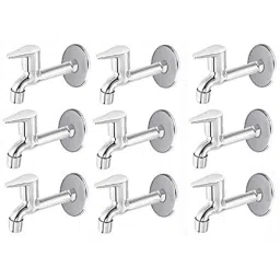 Spazio Stainless Steel Chrome Finish Long Body Fusion Collection Bib Cock with Foam Flow Water Wall Flange (Pack of 9)-picture-20