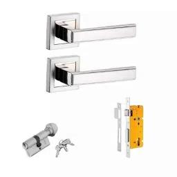 Dorset Kaira MLKAIORASC 50mm Silver Chrome Finish Zinc Mortise Door Lock Set with 1 Side Key &a; 1 Side Knob (Pack of 4)-image-21