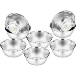 Classic Essentials 150ml Stainless Steel Silver Permanent Laser Vriksha Design Vegetable Bowl (Pack of 8)-picture-4