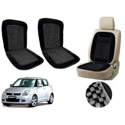 Auto Pearl PU, Velvet &a; Wooden Beads Black Rectangular Seat Cushion for Maruti Suzuki Swift Type-1 (Pack of 2 )-image-99