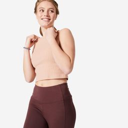 Women's Ribbed Cropped Fitness Tank Top 520 - Powder Beige-image-70