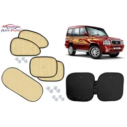 Auto Pearl 6 Pcs PVC &a; Mesh Beige Window, Front &a; Rear Sun Shade Set for Tata Sumo-picture-26