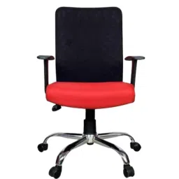 Rajpura Medium Back Red &a; Black Push Back Mechanism Pipe Frame Revolving Office Executive Chair-27