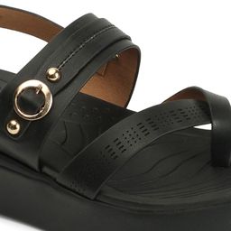 ELLE Textured One Toe Flatform Heels With Backstrap image 3