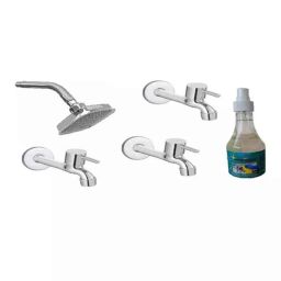 Fastgear 5 Pcs Turbo Stainless Steel Silver Chrome Finish Faucet Set with Shower, FG2231-image-56