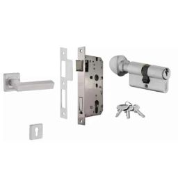 Dorset ML Series Nero 60mm Stainless Steel Door Handle Lock Set with Knob &a; Key (Pack of 3)-picture-15