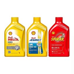 Shell Advance Ax5 4T 20W-40 Api Motorbike Engine Oil 1 L &a; Shell Spirax S2 G 80W-90 Api Gl-4 Gear Oil 1 L &a; Shell Helix Hx5 15W-40 Mineral Engine Oil 1 L Combo Of 3, SHE-K2WETK-6