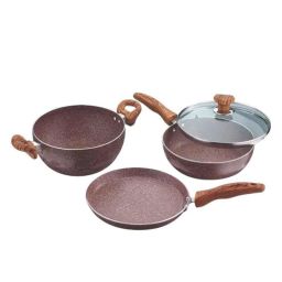 Vinod Beta Max 3 Pcs Brown Induction Friendly Cookware Set, BETA3-picture-1