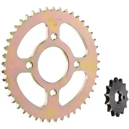 Uno Minda 120L Hardened Alloy Steel Quadra Rivet Chain &a; Sprocket Kit for Yamaha Gladiator SS &a; RS Model, CH-7004 image 2