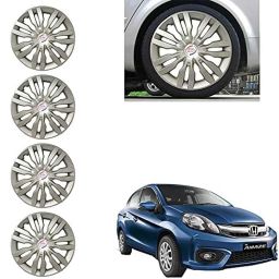 Auto Pearl 4 Pcs 14 inch Silver ABS Press Type Hubcap Wheel Cover Set with Retention Ring for Honda AmazeType2-image-93