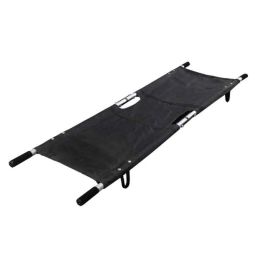 Complete Care 65x12x12cm Aluminium Powder Coated Double Fold Folding Stretcher with Canvas Black Cloth &a; Bag, CCH-189 (A)-78