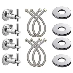Spazio Tarim Smartbuy Brass Angle Valve with Wall Flange &a; 24 inch Connection Pipe (Pack of 4)-picture-21