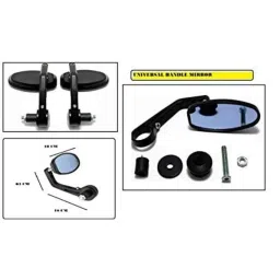 AOW Handle Bar End Side Mirror Rear View Ovel Mirror for Bajaj Pulsar AS 150 (Set of 2)-image-36