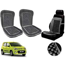 Auto Pearl PU, Velvet &a; Wooden Beads Grey Rectangular Seat Cushion for Fiat Nova Uno (Pack of 2 )-image-63