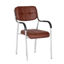 Da URBAN Barfi Brown Leatherette Heavy Duty Metal Frame Visitor Chair with Arms-picture-29