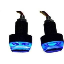 A4S 2 Pcs Blue &a; White Motorcycle LED Light Blinker Indicator Handle Bar Set, ASTLO004-26