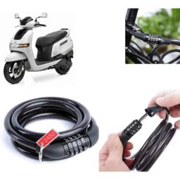 Auto Pearl PVC &a; Plastic Black Combination Cable Lock for iQube-picture-42