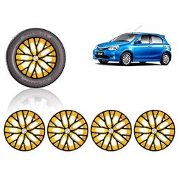 Auto Pearl 4 Pcs 14 inch ABS Black &a; Yellow Press Type Fitting Car Wheel Cover Set for Toyota Etios Liva-image-79