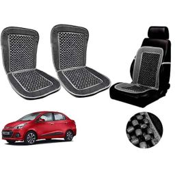 Auto Pearl PU, Velvet &a; Wooden Beads Grey Rectangular Seat Cushion for Hyundai Xcent (Pack of 2 )-image-43