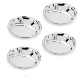 Classic Essentials CE-04 4 Pcs Stainless Steel Round Lunch Dinner Plate Set (Pack of 3)-image-70