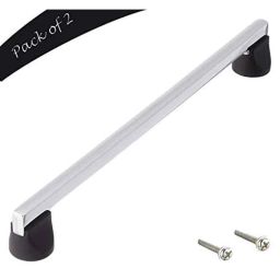 Aquieen 244mm Malleable Chrome Black Wardrobe Cabinet Pull Handle, KL-713-224-CP (Pack of 2)-picture-19