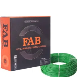 FAB 1.5 Sqmm Single Core Green FR PVC CCS Copper Insulated House Wire, Length: 91 m-43