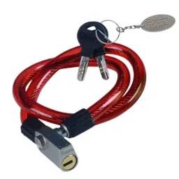 Foora CL-01 22 inch Red Multipurpose Steel Zinc Cable Lock with 2 Ultra Brass Molded Keys &a; Keychain-48