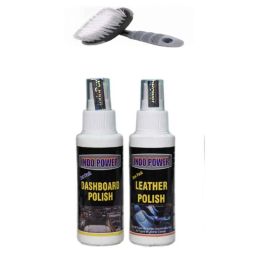 Indopower Ff1179 100ml Dashboad Polish, 100ml Leather Polish &a; All Tyre Cleaning Brush Kit, AHh1184-picture-1