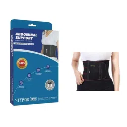 STERGIC IRIS Black Abdominal Support Belt for Post-Surgical Recovery &a; Pain Relief, Size: XXL-44
