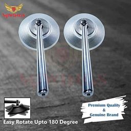 Miwings Cnc Alloy Stylish Design 2-Verson Circle Anti Glare Mirror For Motorbike Rearview Side Handle Bar End Mirrors For All Universal Bikes (Left &a; Right, Pack Of 2,Silver) image 3