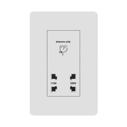 Hager Insysta 4M Glossy White Shaver Socket, WSNHS44-28